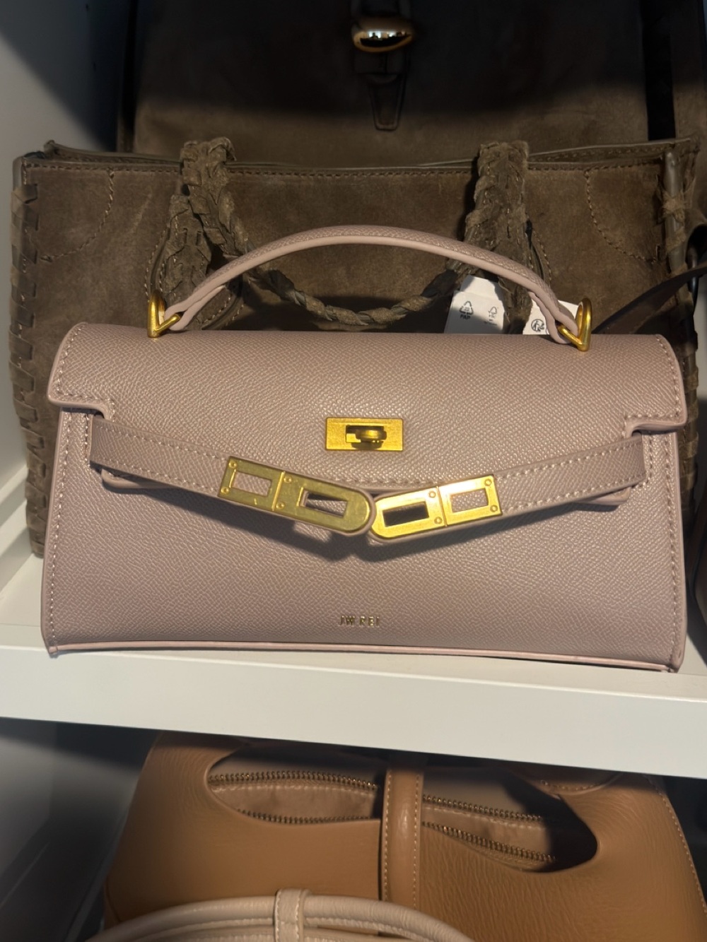 JW PEI light taupe Top-Handle Leather twist lock bag